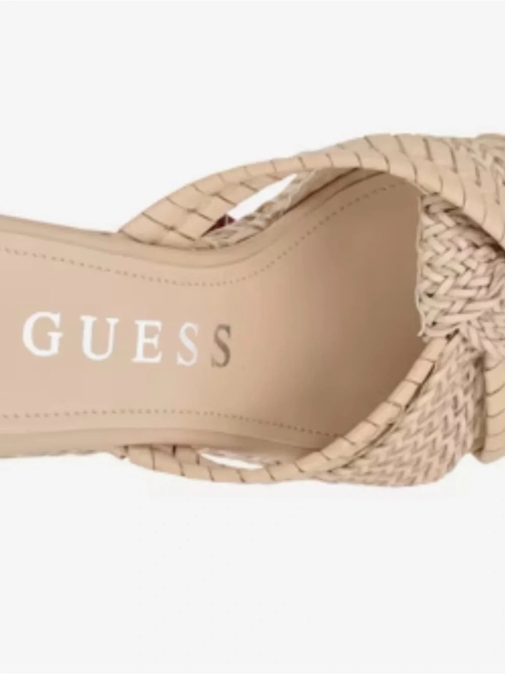 GUESS Cream Woven Platform Wedge Sandals with Braided Straps 8.5